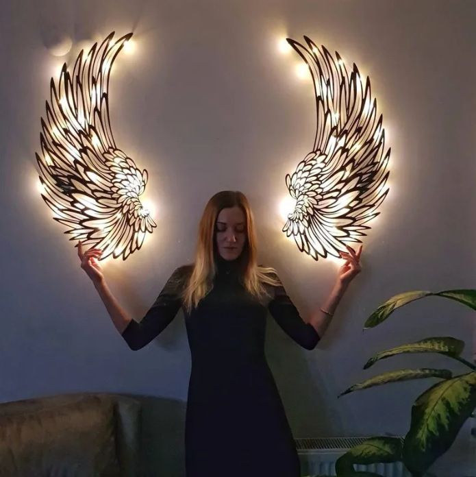 1 Pair Angel Wings Decorative Wall Decal Glowing Light Decorative Crafts Supplies For Children Girl Boys Bedroom Party โ image 4