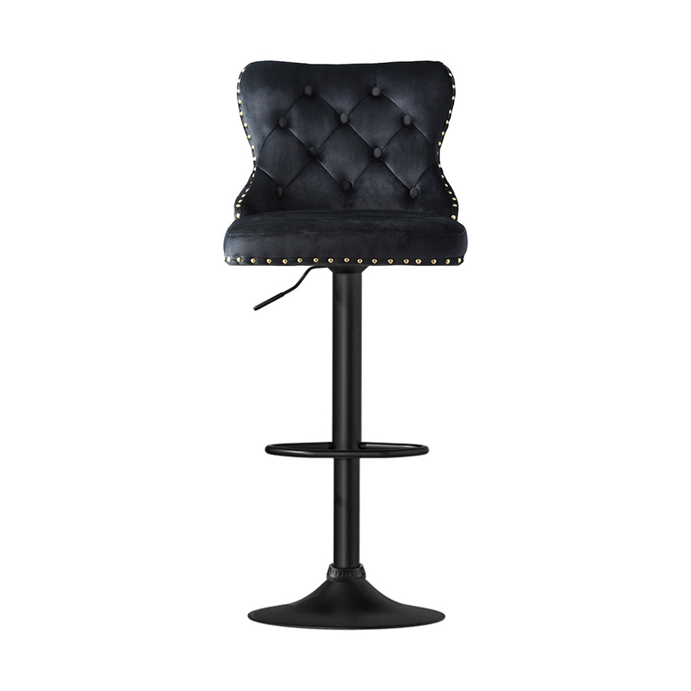 Artiss 4x Velvet Bar Stool Adjustable Height Nailhead Trim Kitchen Counter Stool โ image 3
