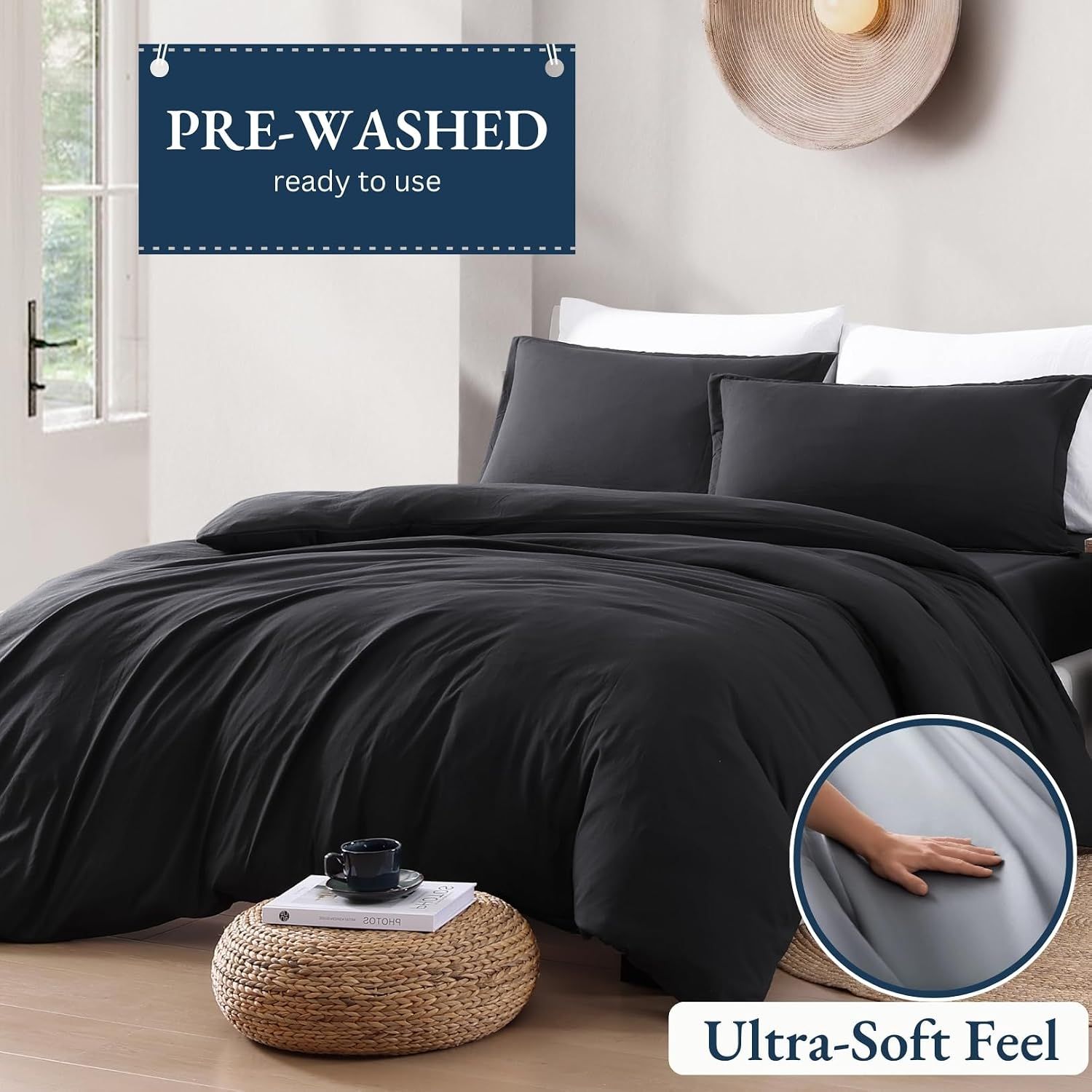 Hotel Soft Microfiber Duvet Cover Set-2000TC Quilt Cover Set & Pillowcases -1 Donna Cover Zipper Closure & 1 x Pillowcases-Breathable Bedding - Wrinkle, Fade — image 3