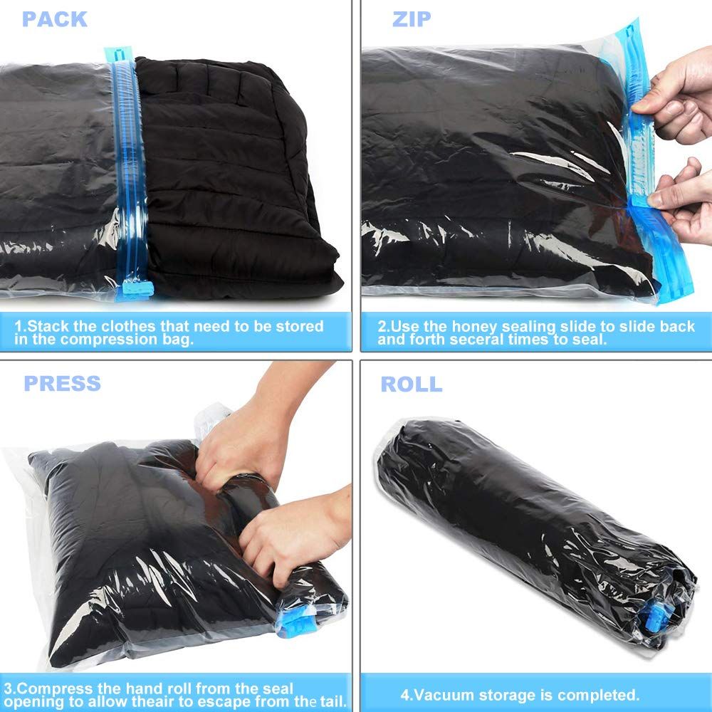 Space Saver Bags - No Vacuum or Pump Needed - Vacuum Storage Bags for Travel Accessorie - Travel and Home Packing Organizers β image 4