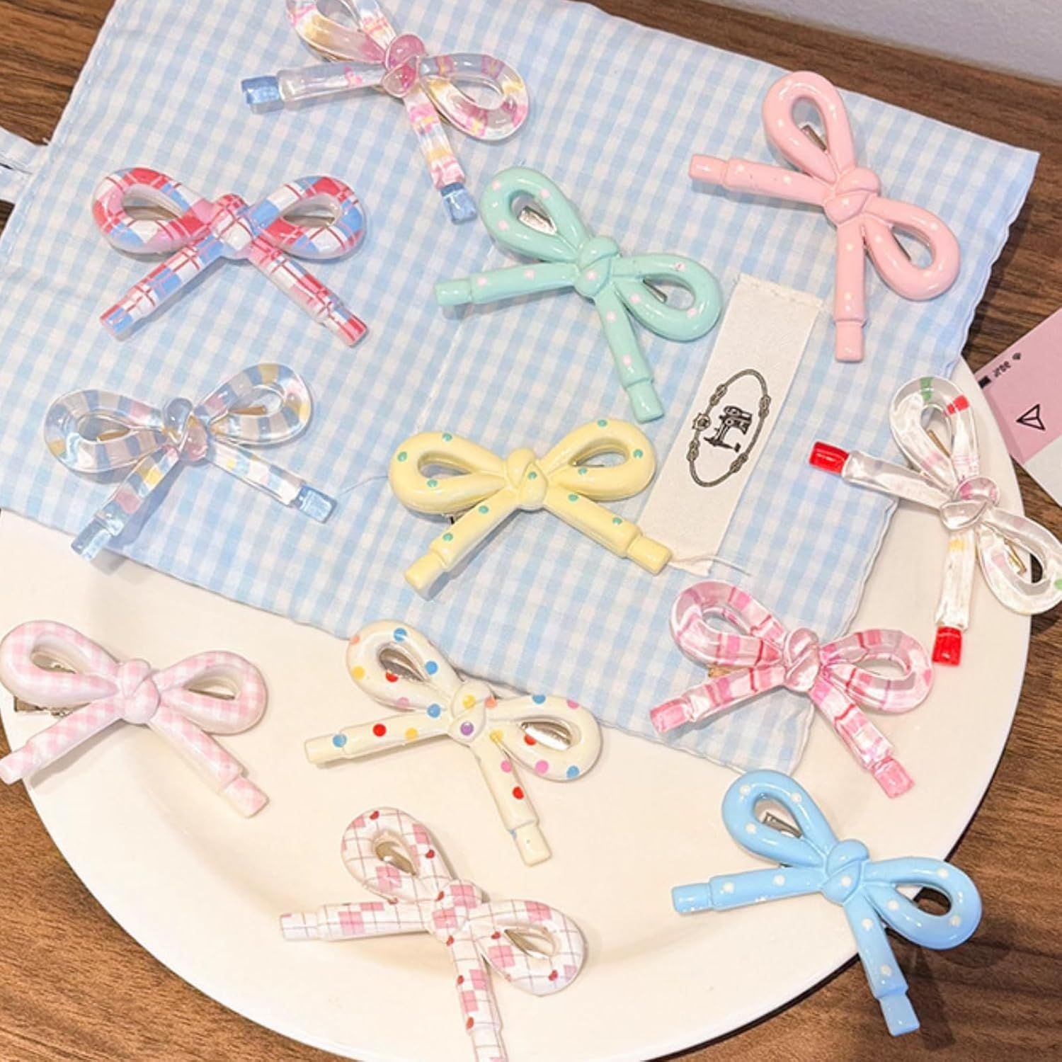 4-8 Pcs Cute Bow Hair Clips for Girl Children Women, 2-Inch Side Bangs Hairpins Fringe Duck Bill Hair Accessories (8 pcs bow A) โ image 4