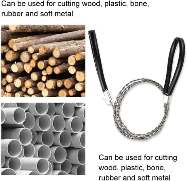 2 pcs Stainless Steel Wire Saw for Camping Hiking Emergencies, Cuts PVC Wood Plastic, Lightweight Durable, Black โ image 2