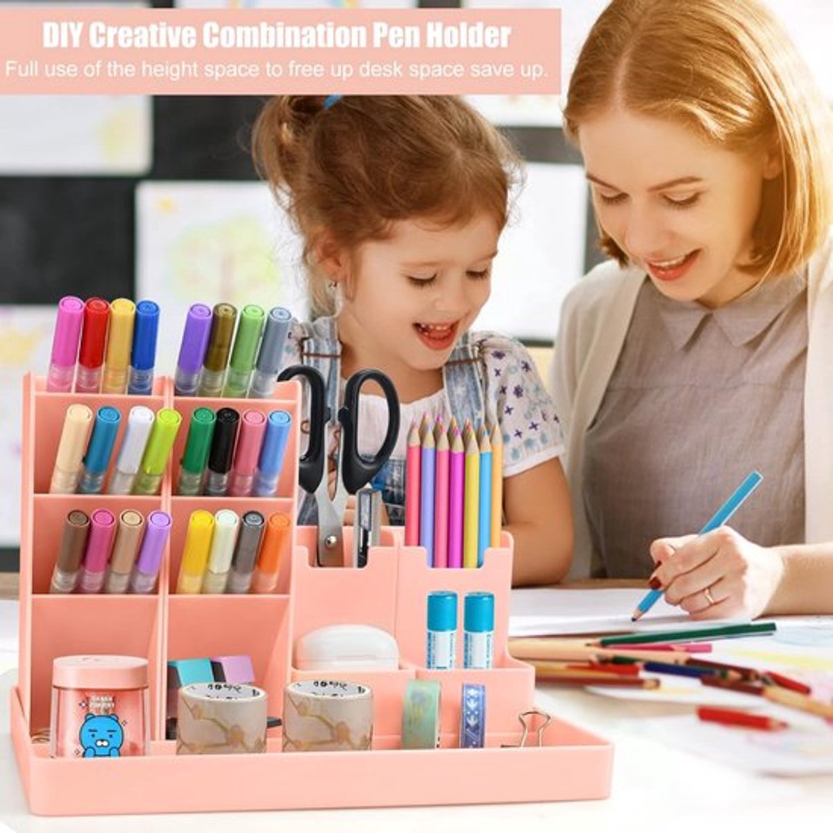 Pen Tray - 13 Compartments - Pen Holder - Desk Organizer - Pen Trays - Desk Organizer - Pen Case - Plastic - Removable - Storage System - Letter Tray - Desk — image 4
