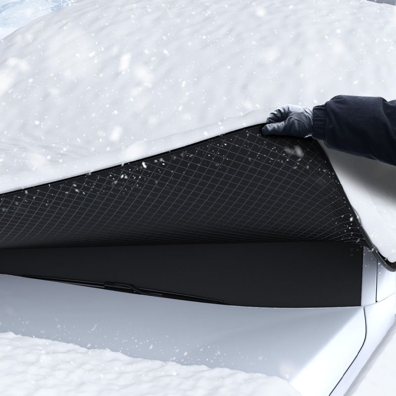 Car Windshield Cover for Ice and Snow, Automotive Windshield Snow, Ice, UV, Frost Removal Wiper & Mirror Protector with (Orange Strip) — image 3
