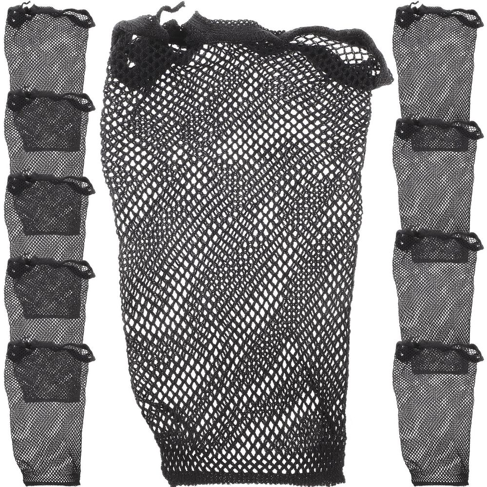 10Pcs Black Mesh Hair Nets for Women Flexible Ultra Thin Crochet Wigcap