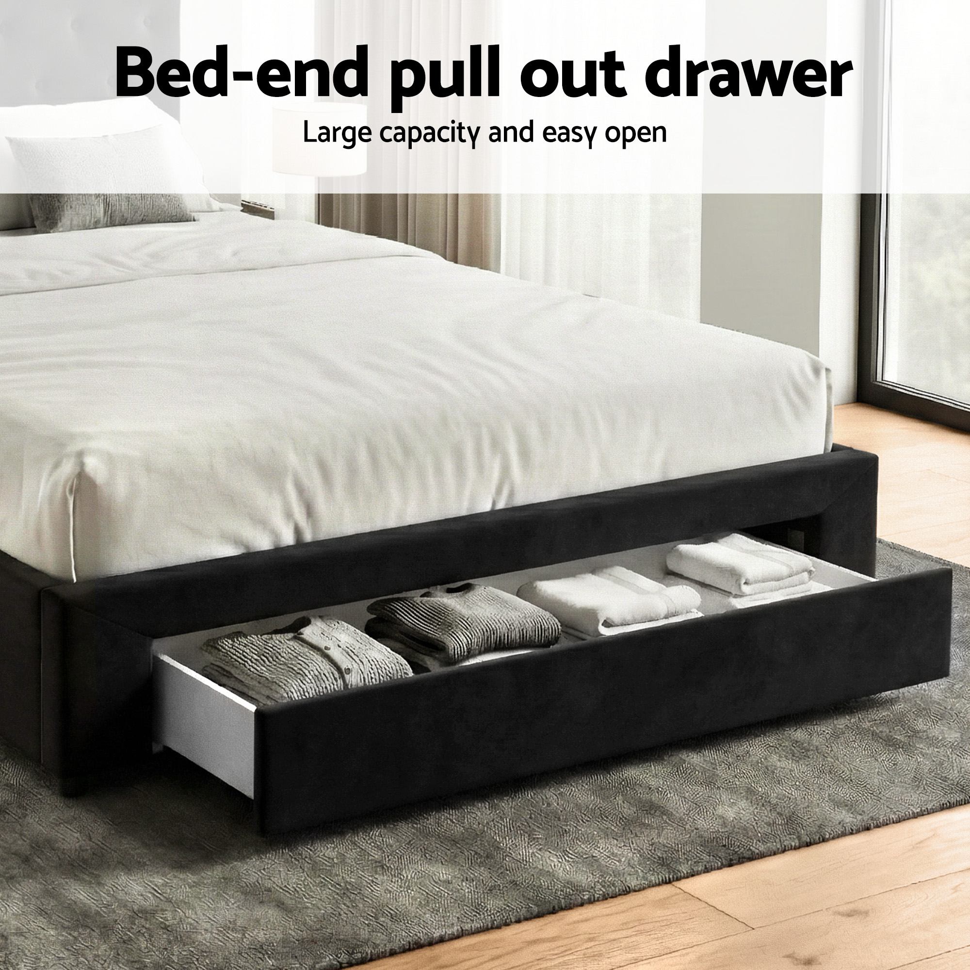 Artiss Queen Bed Frame Storage Charging Station Upholstered 3 Drawers USB Type-C โ image 6