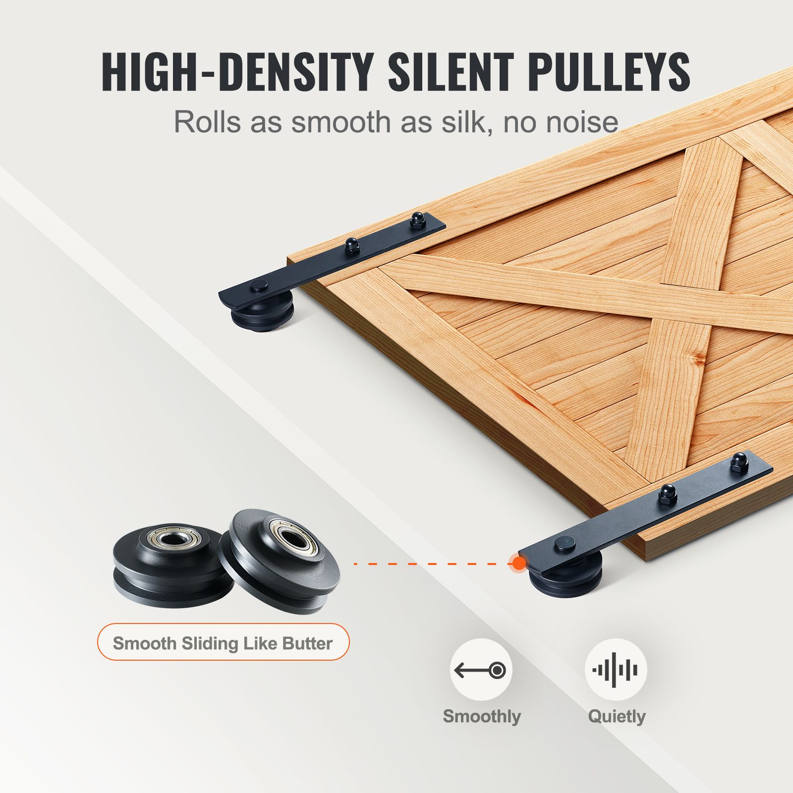 8FT Sliding Barn Door Hardware Closet Track Kit for Double Doors I Hanger — image 5