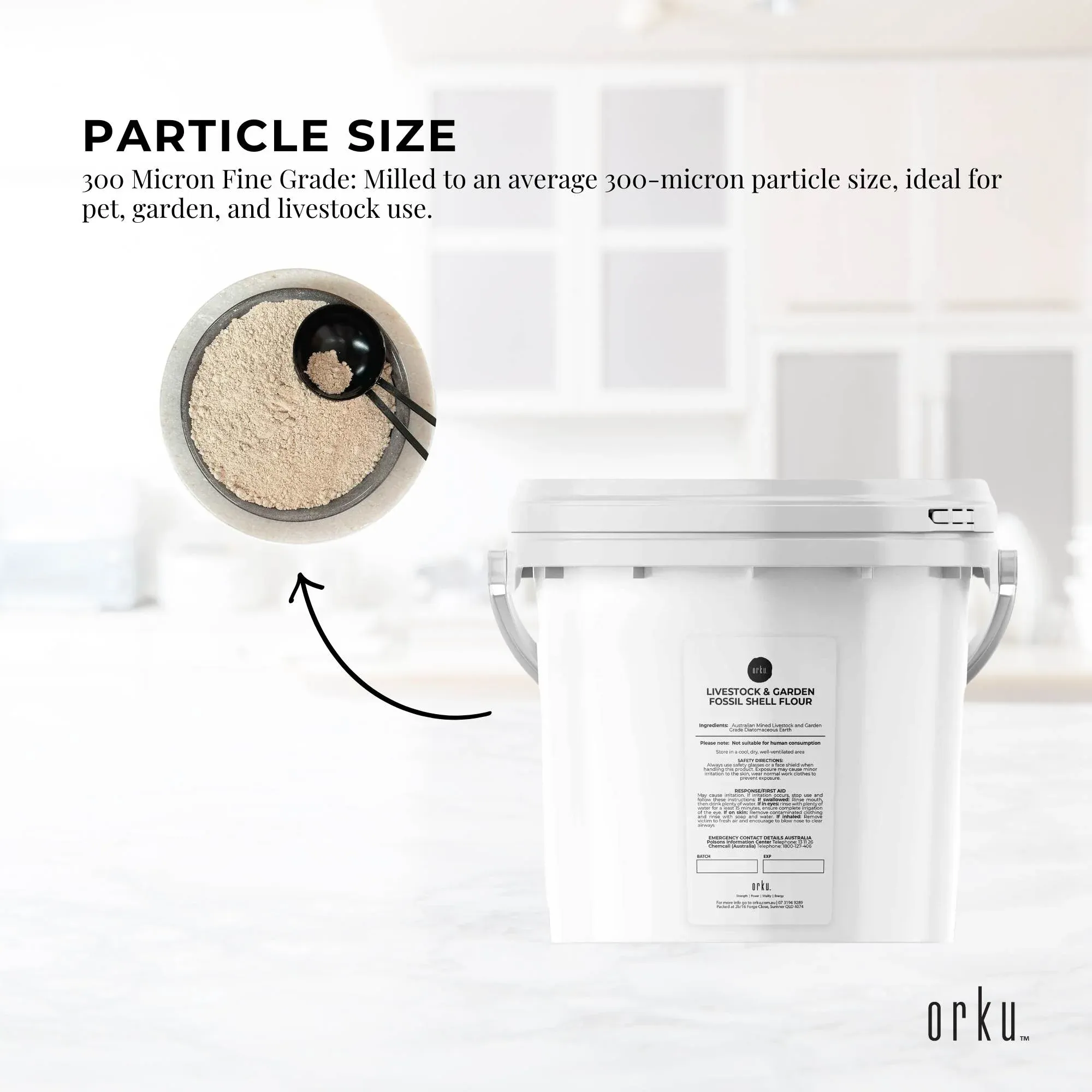 Orku 3Kg Fossil Shell Flour Tub - Livestock Garden Diatomaceous Earth ā image 3