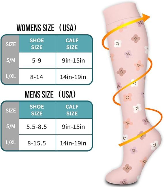 Compression Socks for Women Men Circulation 6 Pairs, Graduated Support for Running Athletic Sports S/M, Breathable Nylon Polyester for All-Day Comfort and โ image 6