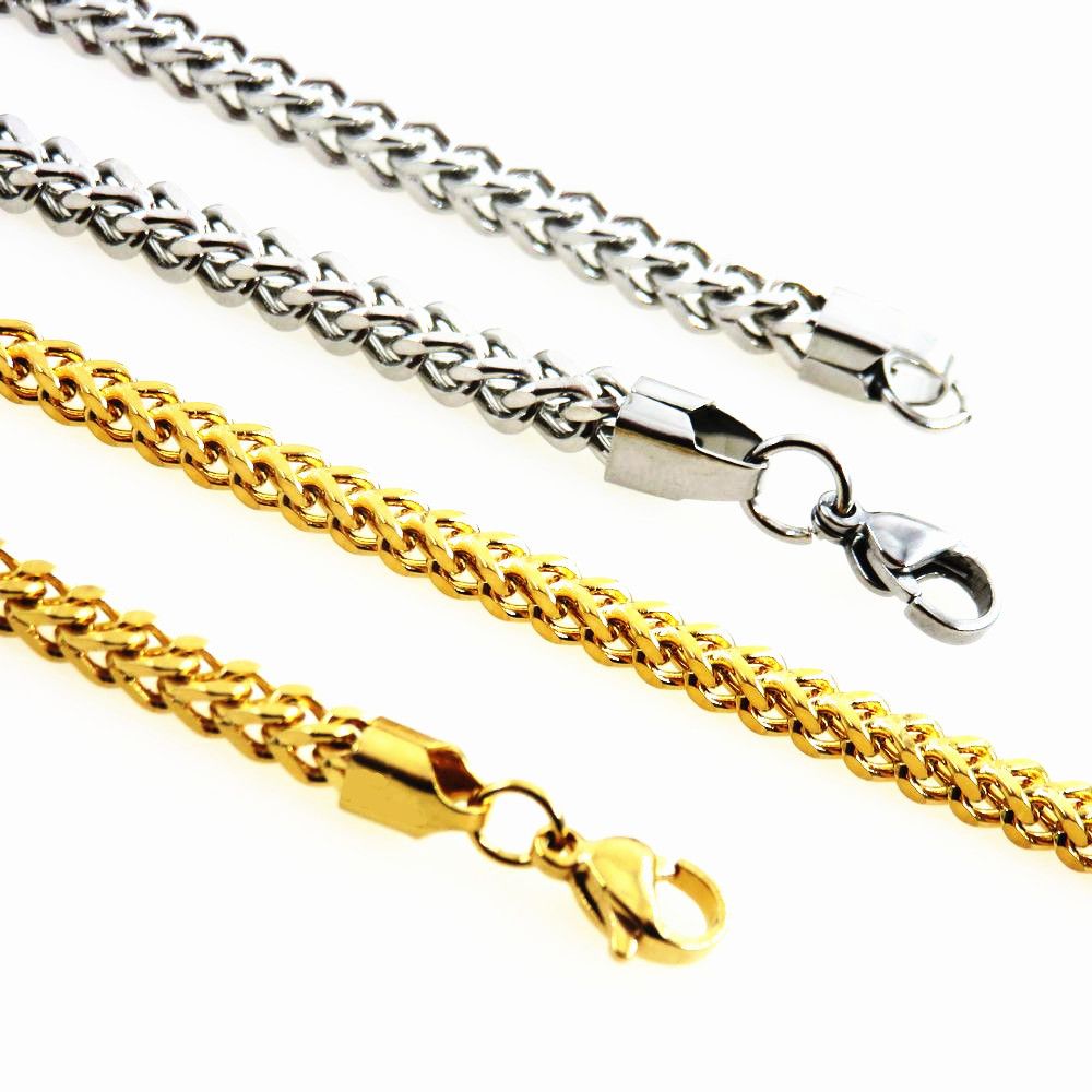 Friends Men Stainless Steel Square Chain Necklace Gold 5mm-55cm — image 2