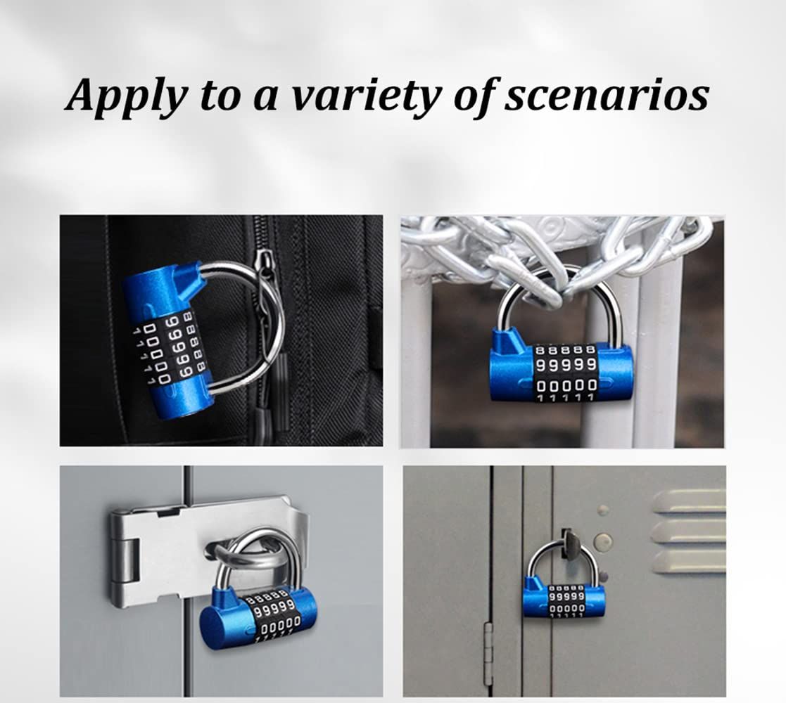 Combination Lock 5 Digital Resettable Code Combo Durable Compact Easy to Set and Use Security Safe for Case Gym Locker Blue โ image 2