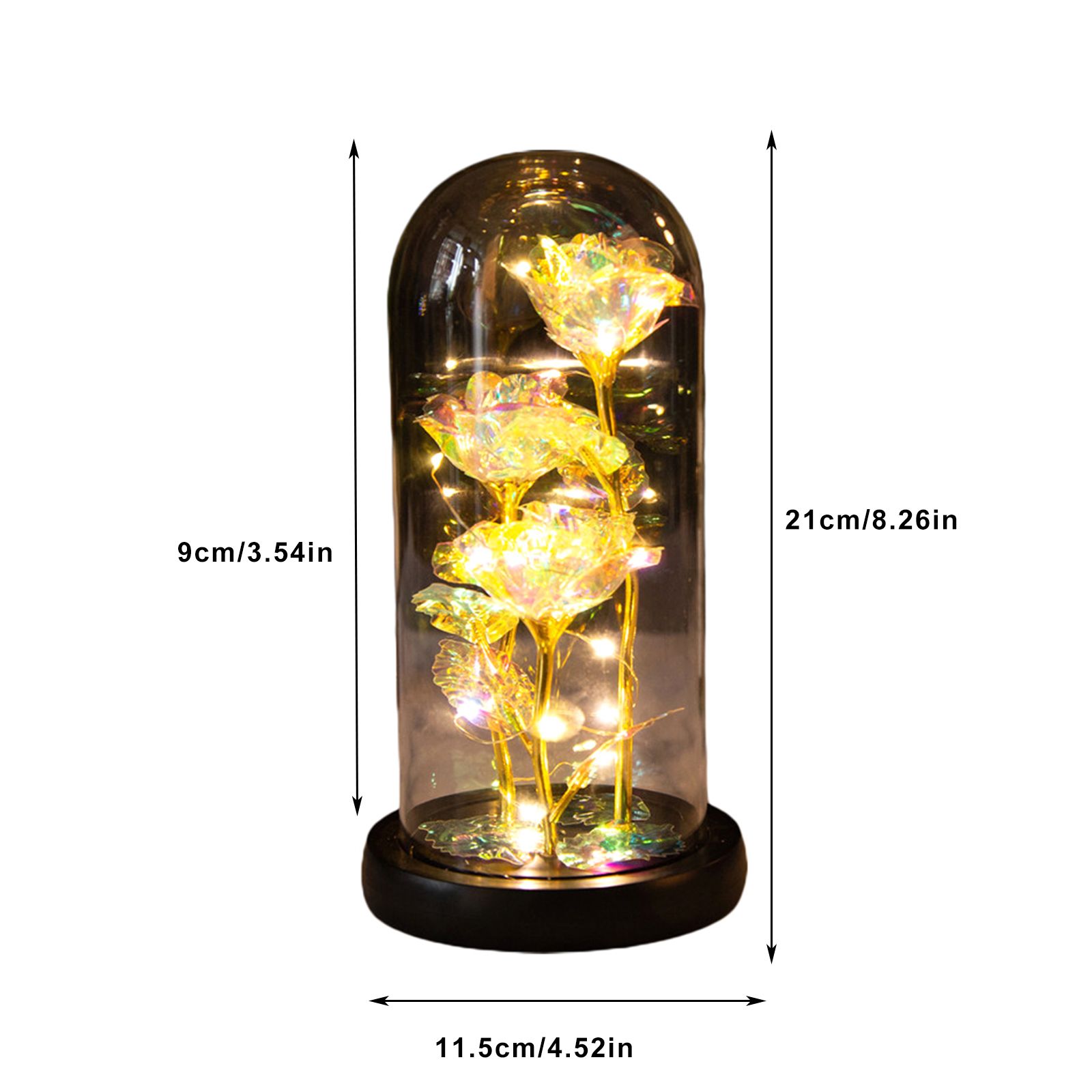 LED Rose Light Rose in Glass on Wooden Base Artificial Rose Flower Light Preserved Rose with LED Light — image 4