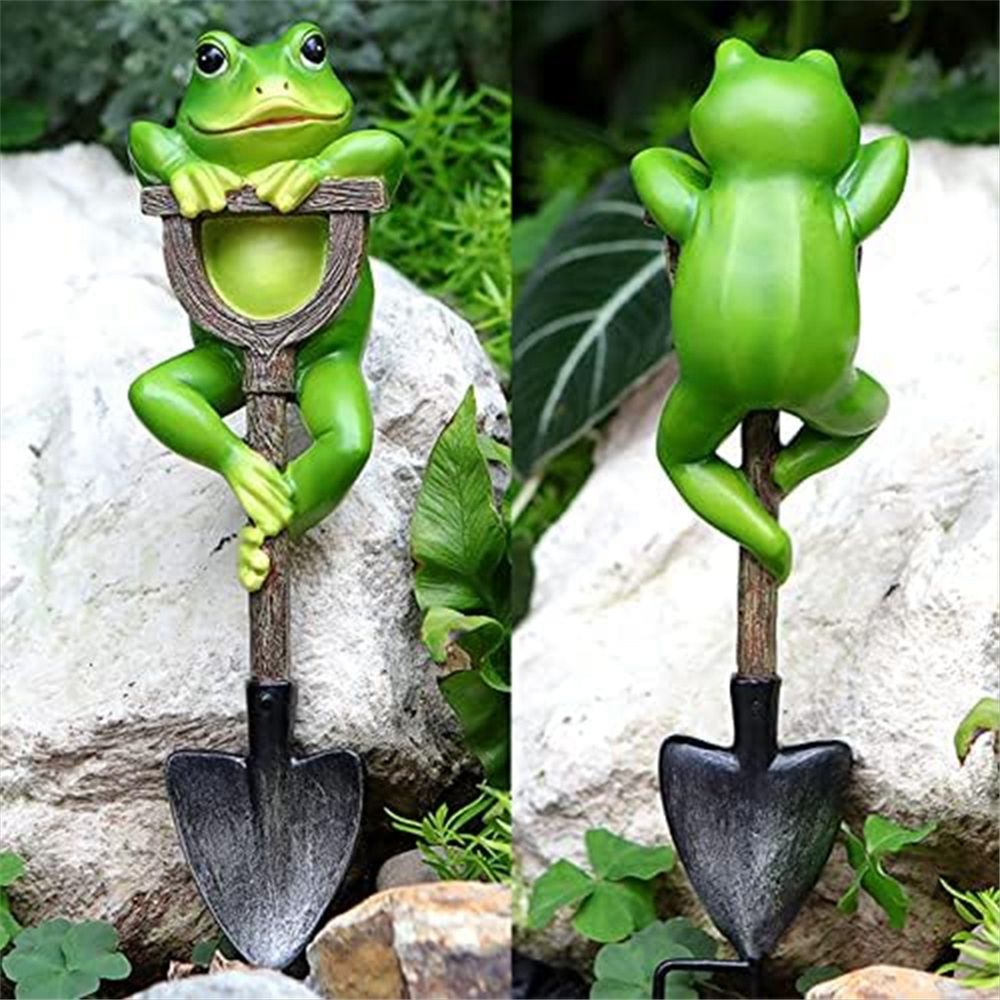 China 16.5cm Frog with Shovel Figurine, Outdoor Resin Garden Statue, Hand-Painted, Green — image 4