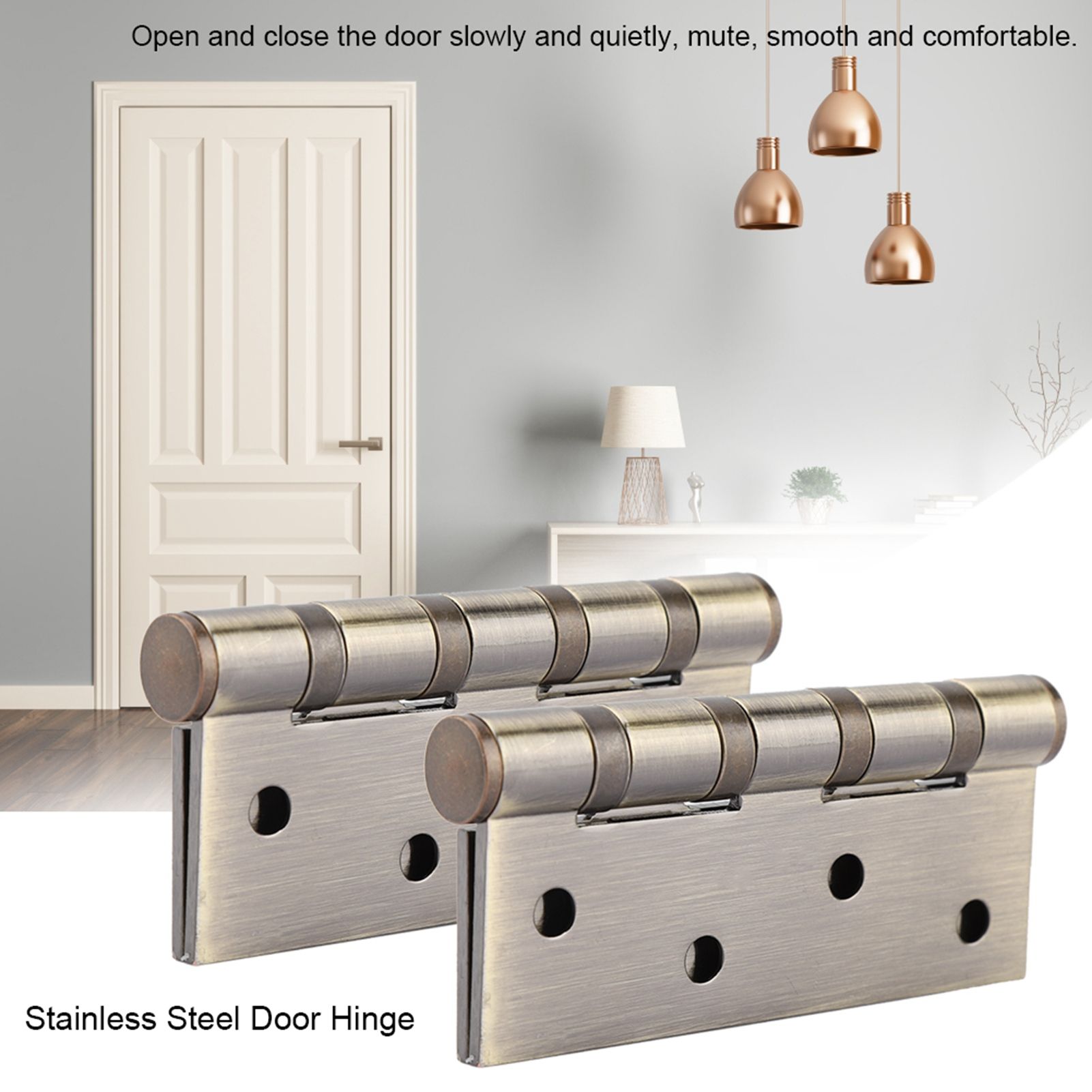 4in 3mm Stainless Steel Door Hinge Loose Pin Muffler Buffer Hinges Mute Bearing(Plating Yellow) โ image 3