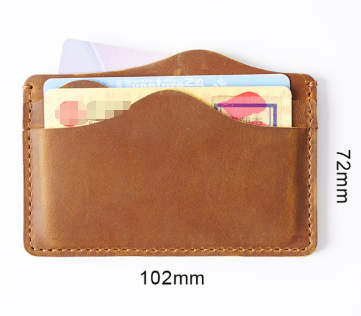Coffee Minimalist Slim Crazy Horse Leather Card Holder - Vintage Handcrafted Top Grain Cowhide Wallet and ID Case for Men — image 2