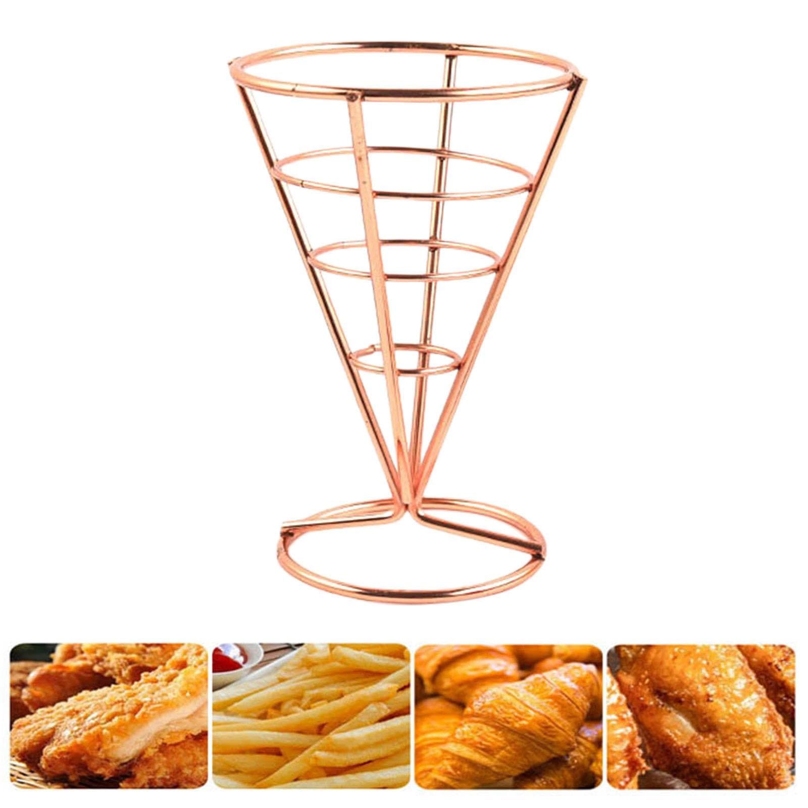 Food Tray French Fries Stands Serving Holder Cone Metal Wire Basket Fried Snack Basket for Home Parties Backyard Picnics — image 2