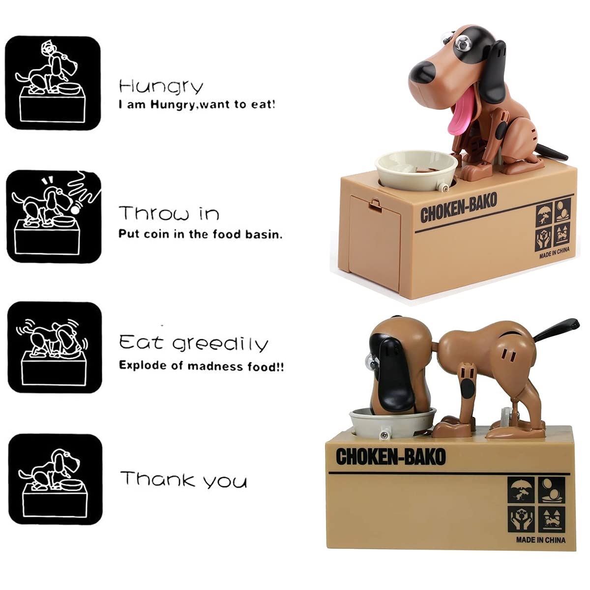 Interactive Dog Coin Bank – Automatic Electric Money Saving Piggy Bank with Moving Dog Design – Fun Kids Gift & Desk Decor (Brown) — image 2
