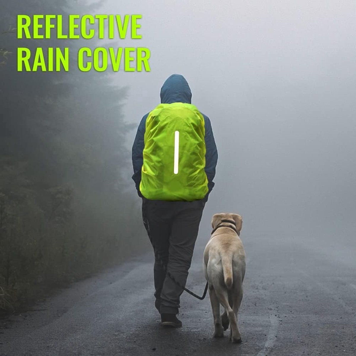 2-Piece Waterproof Backpack Cover - Reflective Rain Cover Backpack - 30 to 40 Liters - Waterproof Backpack Rain Cover - Reflective Backpack Covers in Polyester — image 3