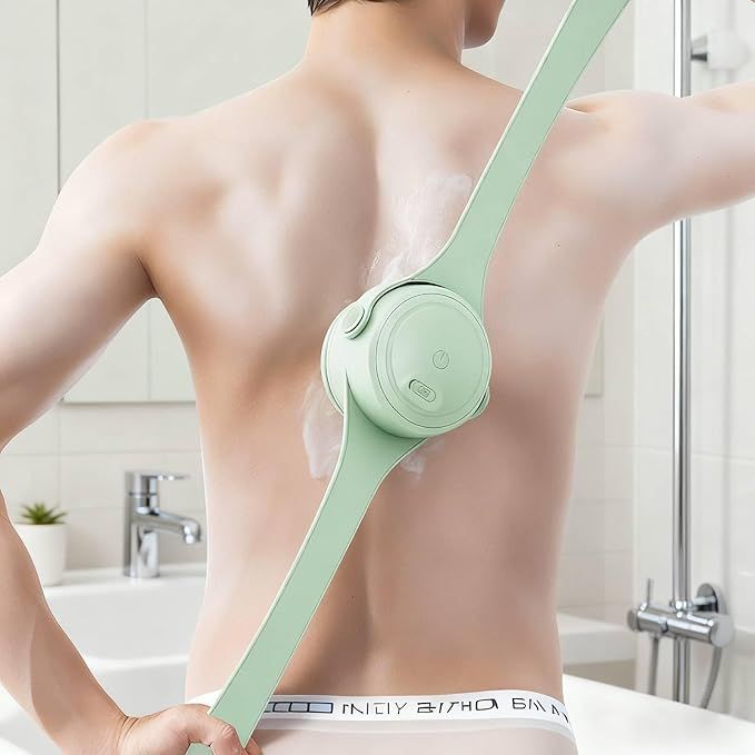 Electric Shower Body Scrubber Brush with 4 Heads, IPX5 Waterproof Rechargeable Back Cleaner for Exfoliating & Massage, 2-Speed Rotating Bath Brush for — image 6