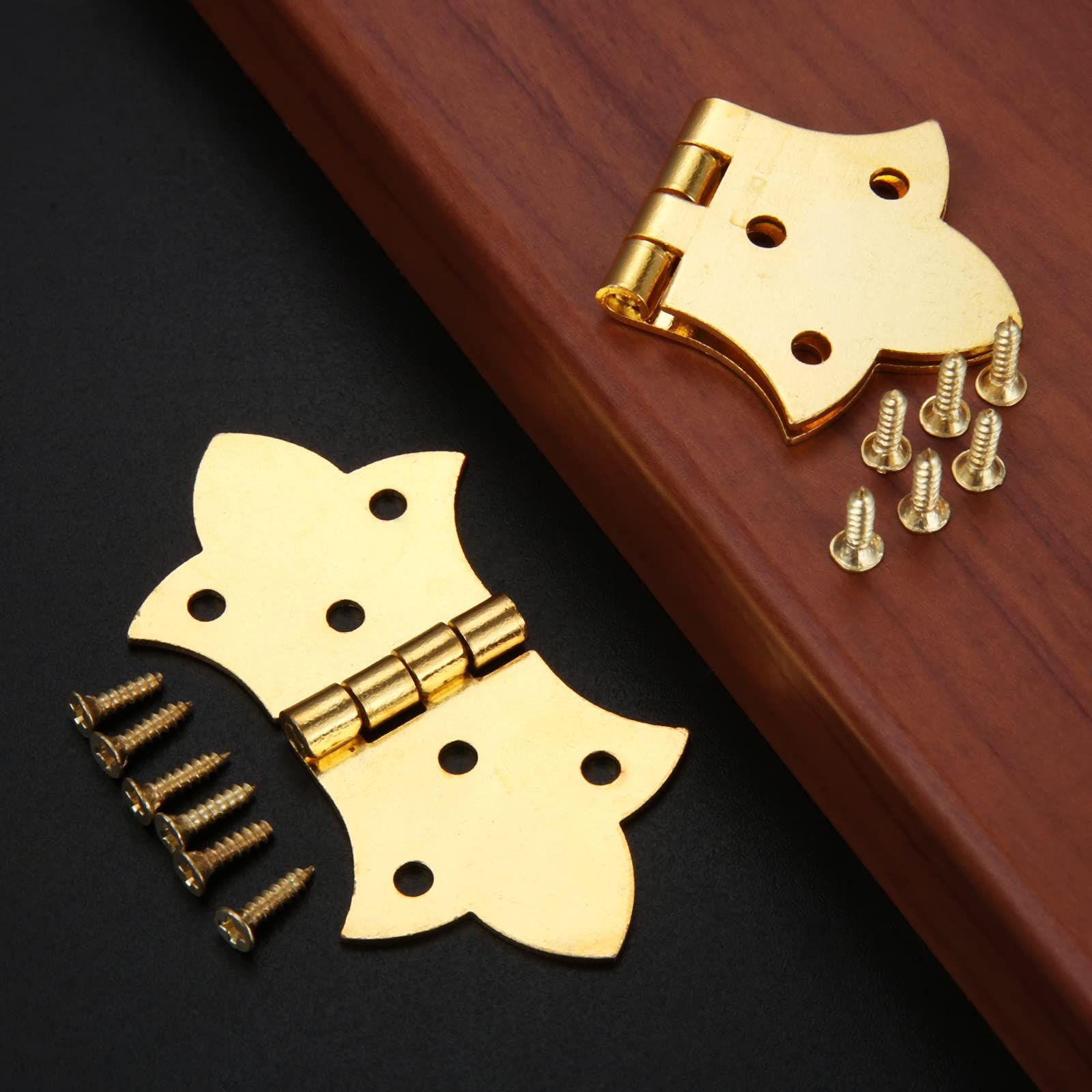10 Pack Vintage Butterfly Hinges, 2.24"x1.22" Heavy-Duty Gold Decorative Cabinet Hinges with Mounting Screws for Wooden โ image 2