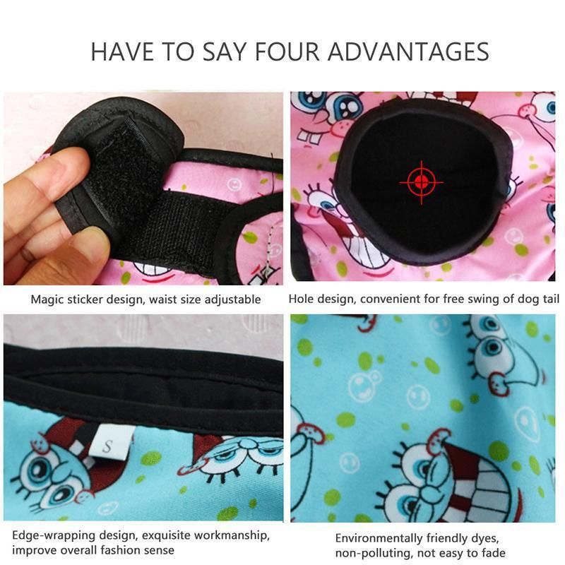 Washable Female Pet Dog Cat Nappy Diaper Physiological Pants Panties Underwear Blue - M โ image 6