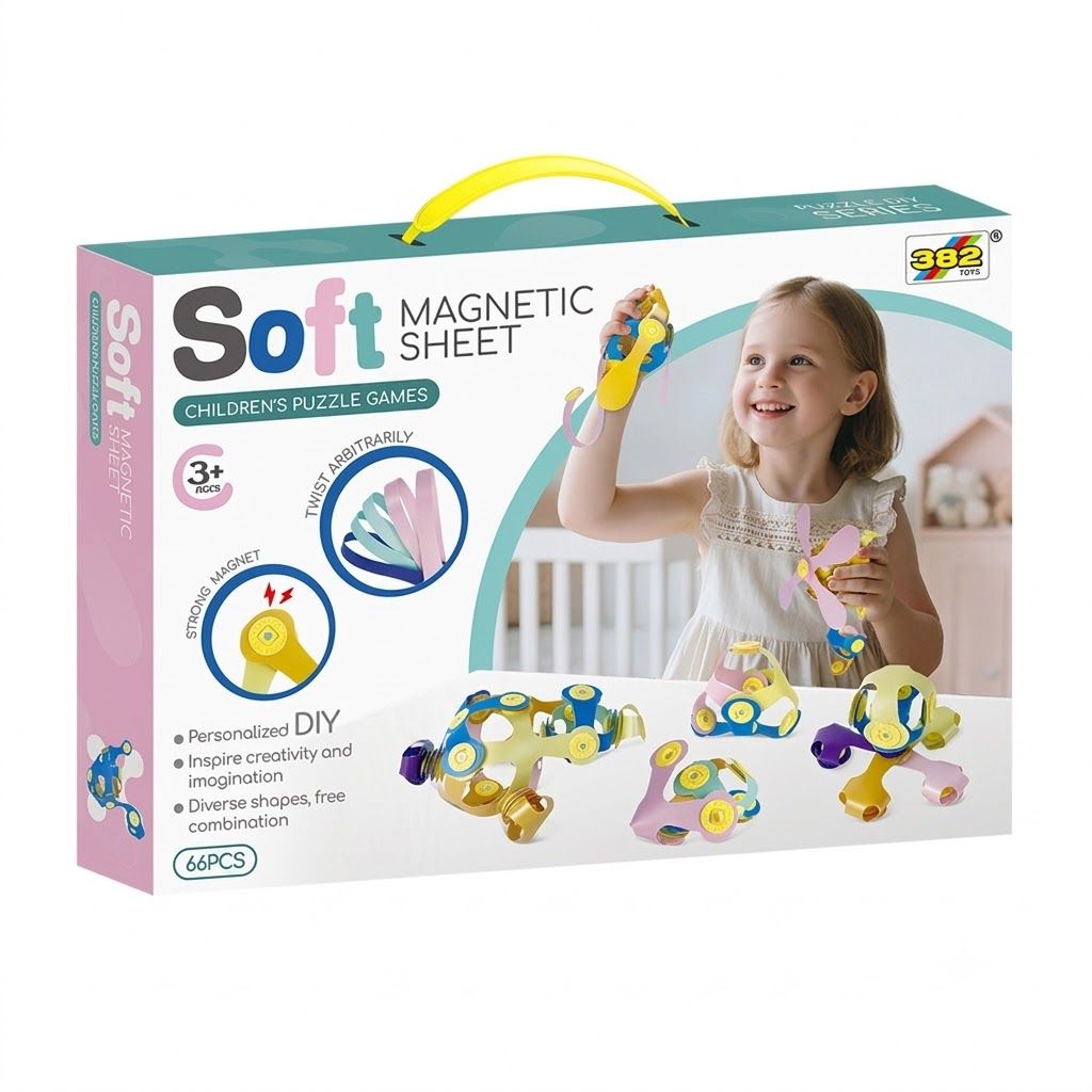 Kids 3D Soft Magnetic Building Tiles Toy Set, Creative DIY Puzzle Blocks for Ages 3+ - Develops Fine Motor Skills & Imagination, Ideal Birthday Gift for Girls β image 2