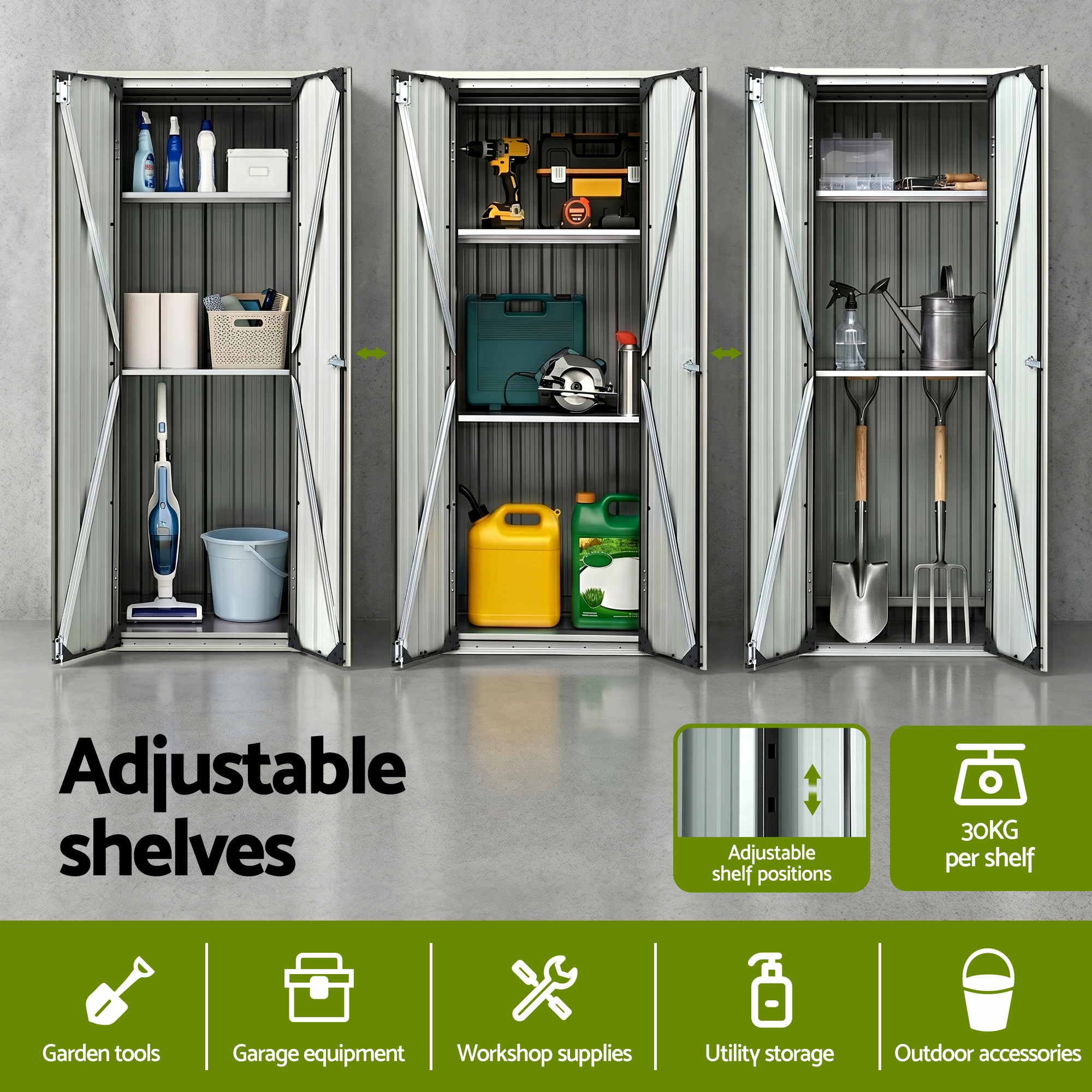 Gardeon Outdoor Storage Cabinet Garden Shed Tool Lockable Cupboard Steel Adjustable Shelves โ image 6