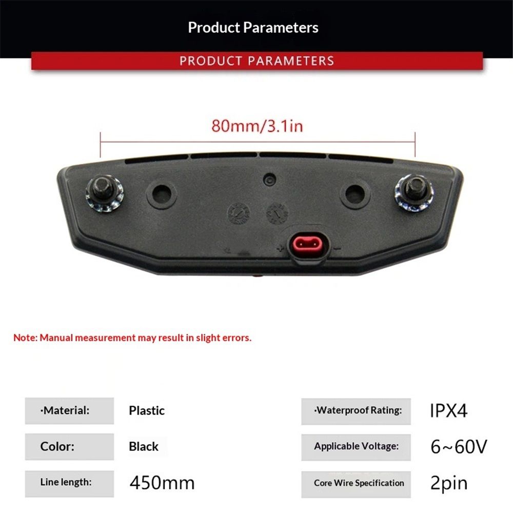 Tail Light, 6V-60V LED Warning Light High Brightness Bike Rear Light Night Riding Equipment Waterproof Connector Electric Bike Accessories for Night Riding — image 2