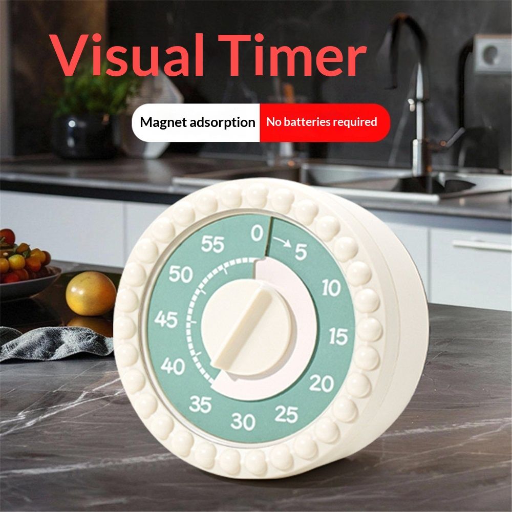 Round Visual Timer - Magnetic Silent Countdown Timer for Kids, Studying, Cooking, Time Management Cute Timer, Perfect for Desktop & Fridge Use.-Rice ear yellow — image 3