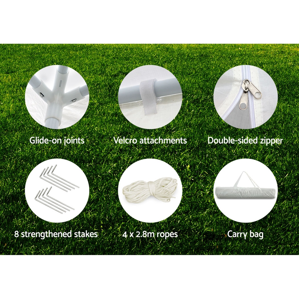 Instahut Gazebo 3x3m Marquee Wedding Party Tent Outdoor Camping Side Wall Canopy Window Panel White — image 6