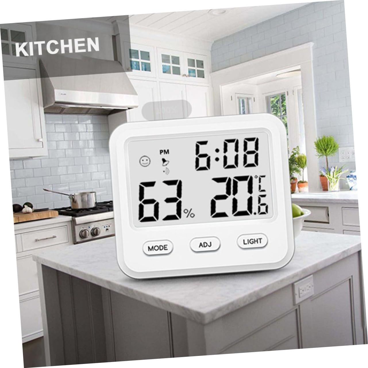 Digital Hygrometer Indoor Thermometer, Temperature Humidity Gauge with Desk Clocks for Bedroom Office,Backlit Accurate(White) — image 3