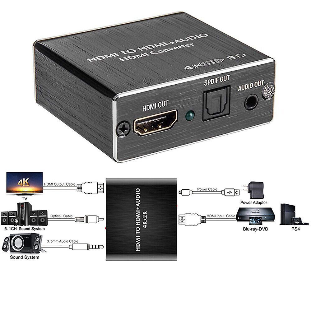 4K HDMI Audio Extractor Converter to HDMI + Optical SPDIF + 3.5mm — image 2