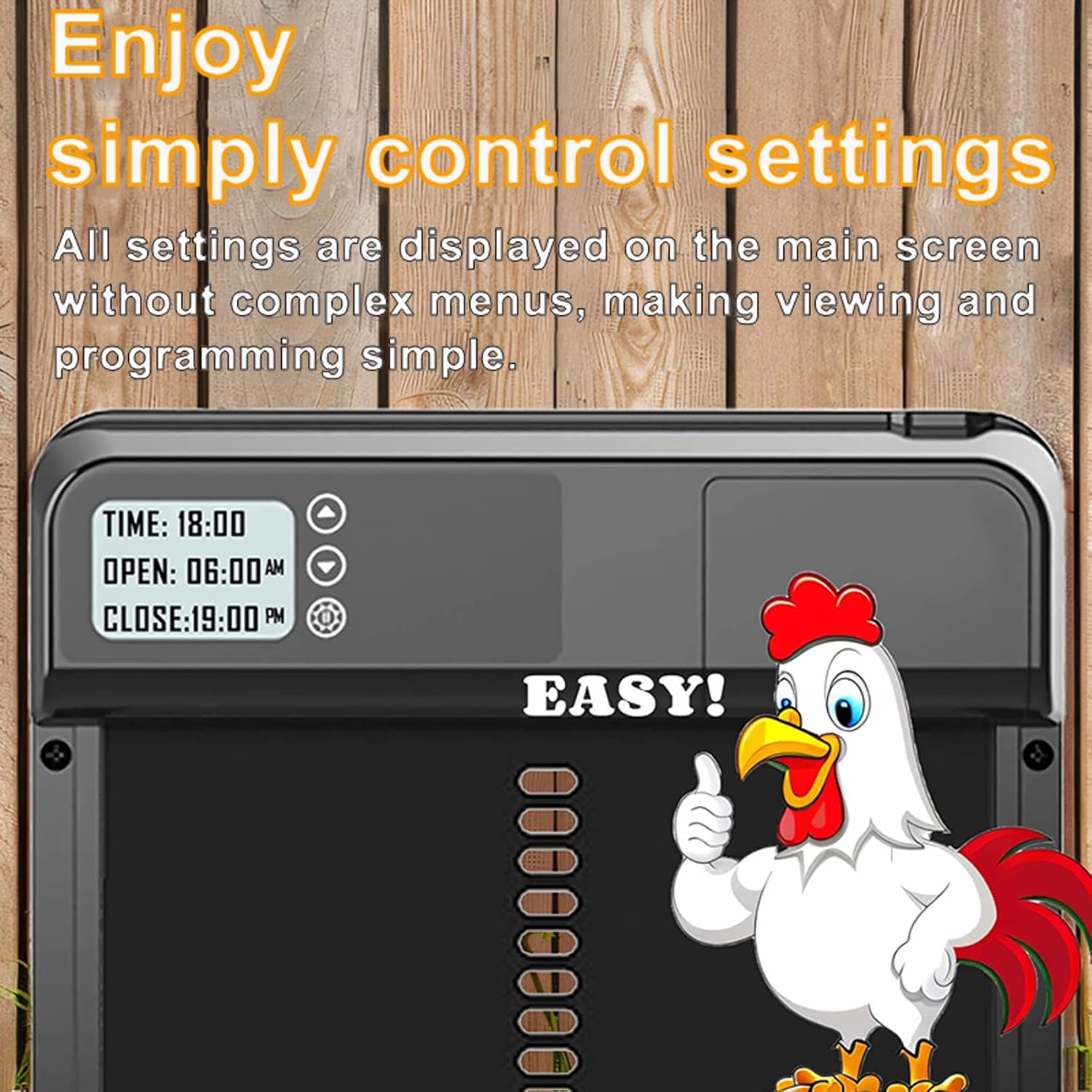 CARLA HOME Automatic Chicken Coop Door with Timer & LCD Screen, Anti-Pinch Safety, Easy Battery Operation & Weatherproof for Outdoor Coops — image 3