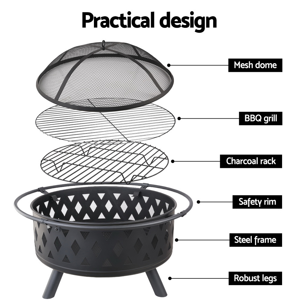Grillz Fire Pit BBQ Grill 82cm โ image 6