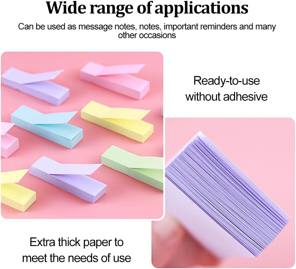 500 Pastel Sticky Notes (75x20mm) - Colourful removable sticky notes in blue, pink, green, yellow and purple | Pack of 5 (100 notes each) | For use in the โ image 4