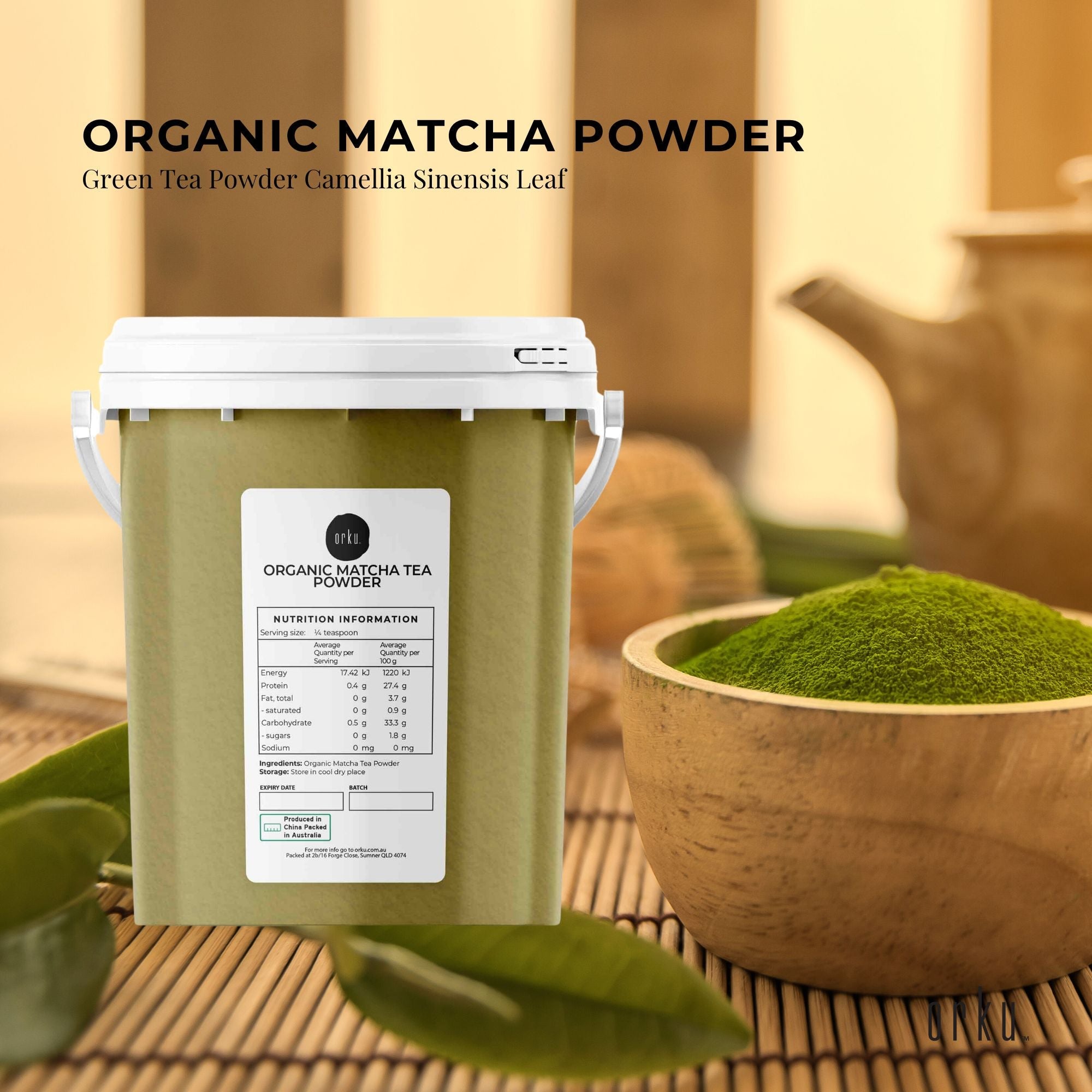 600g Organic Matcha Powder Tub Bucket Camellia Sinensis Green Tea Leaf — image 2