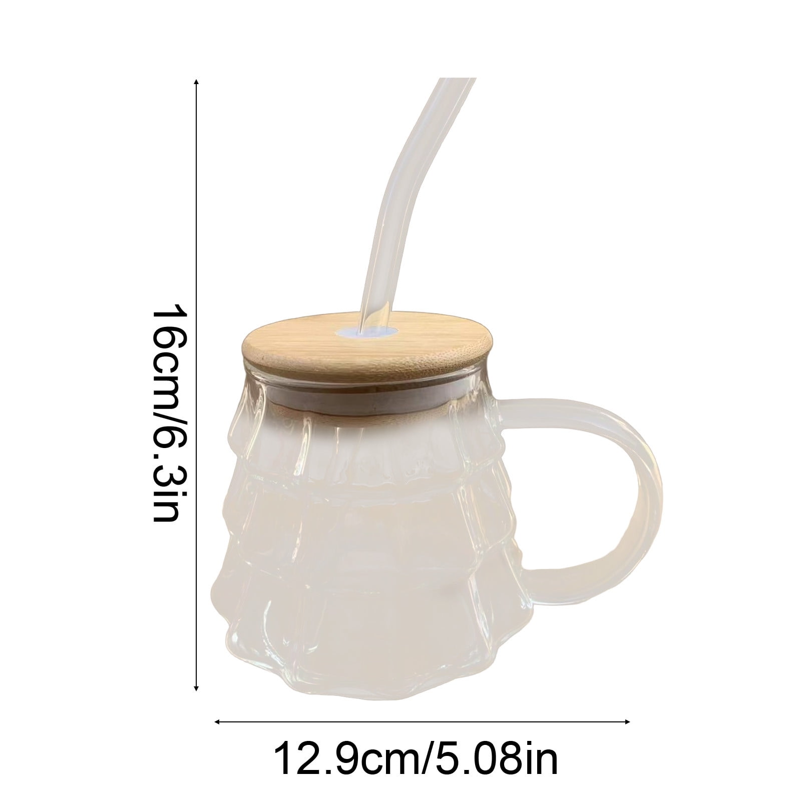 Christmas Tree Coffee Mug, 350ml Tree-shaped Clear Glass Coffee Mug with Handle for Ice Americano, Tea, Milk, Creative Christmas Gift for Colleagues — image 3