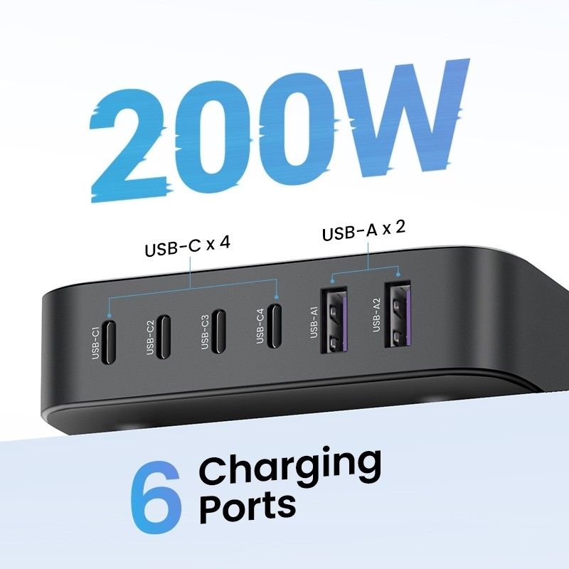 UGREEN 35044A Nexode 200W 6-port GaN Desktop Fast Charger โ image 2