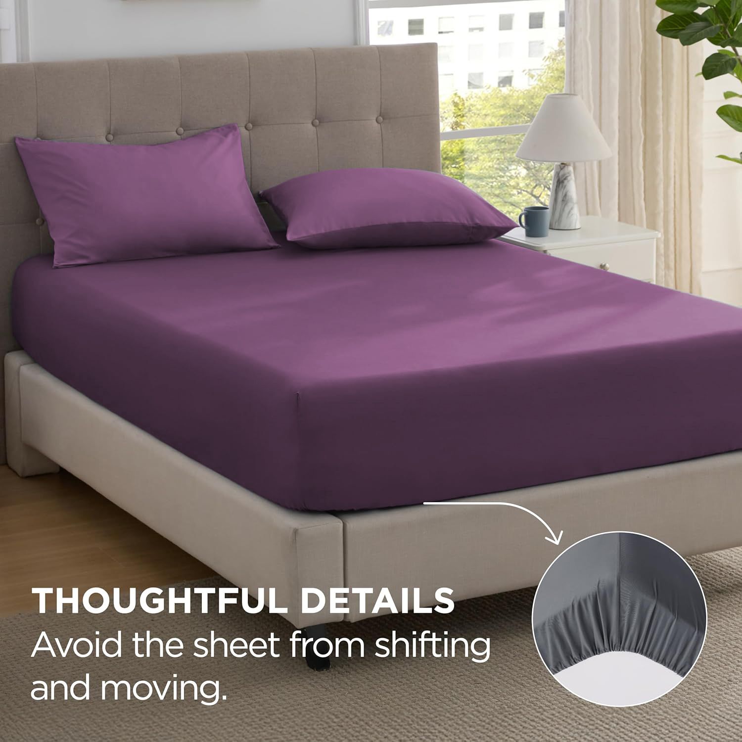 2000TC Hotel Quality Fitted Sheets - 2 Piece Fitted Sheets -Breathable Bedding - Wrinkle, Fade, Stain Resistant- 16inch/40cm Deep Pocket Fitted Bed — image 4