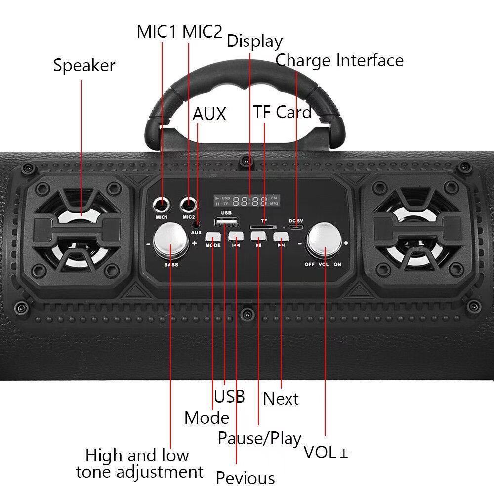 Portable Wireless Speaker - FM Radio, USB/TF Playback, AUX Input, Microphone Support & 2000mAh Battery(Camouflage) — image 4