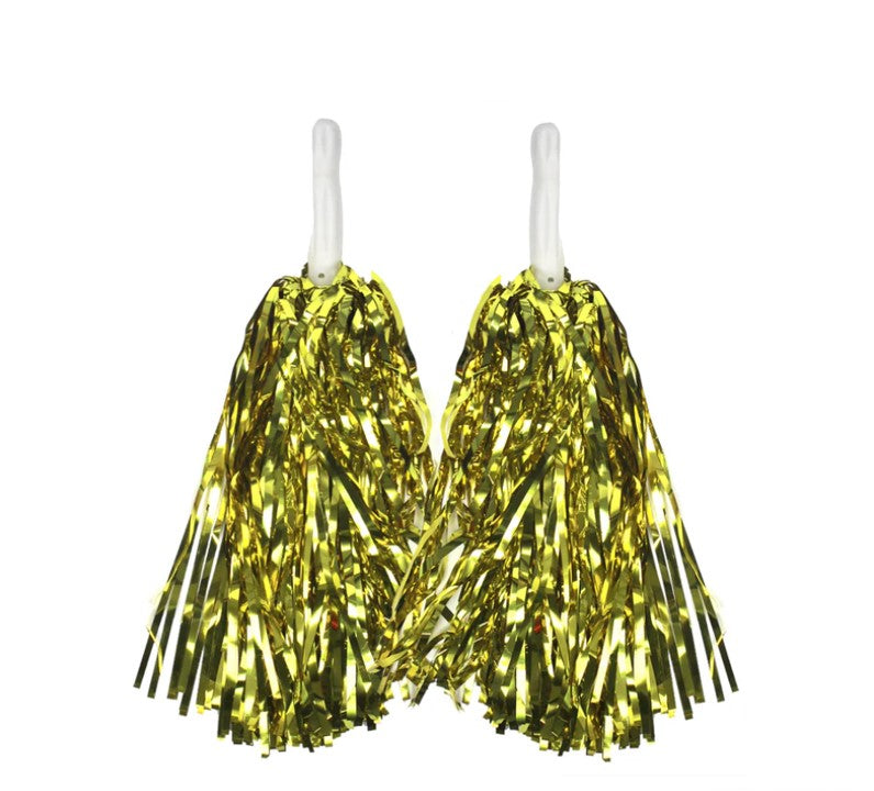 4 Sets/8pcs Metallic Team Girls' Cheerleading Dance Party Dress Pom Poms Pompoms - Silver — image 6