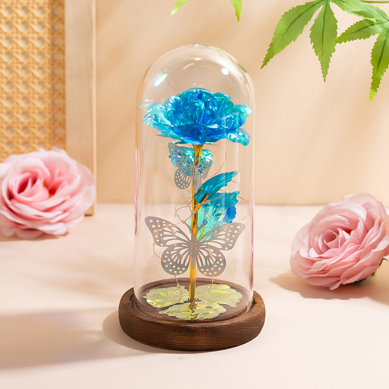Blue & Silver Butterfly Lantern - Enchanted LED Decorative Light