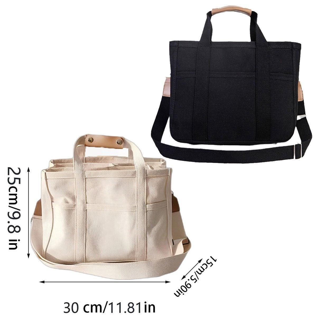 Stylish Multifunctional Mummy Bag Canvas Shoulder Crossbody Handheld Tote Bag - Beige — image 4