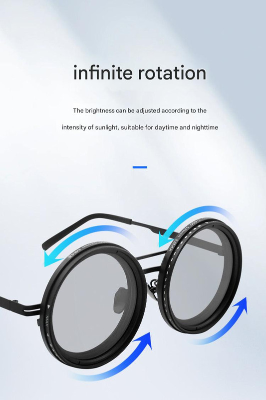 Adjustable ND9 Filter Sunglasses,Steampunk Retro Design with Polarized HD Anti-Glare Lenses(silver) — image 3