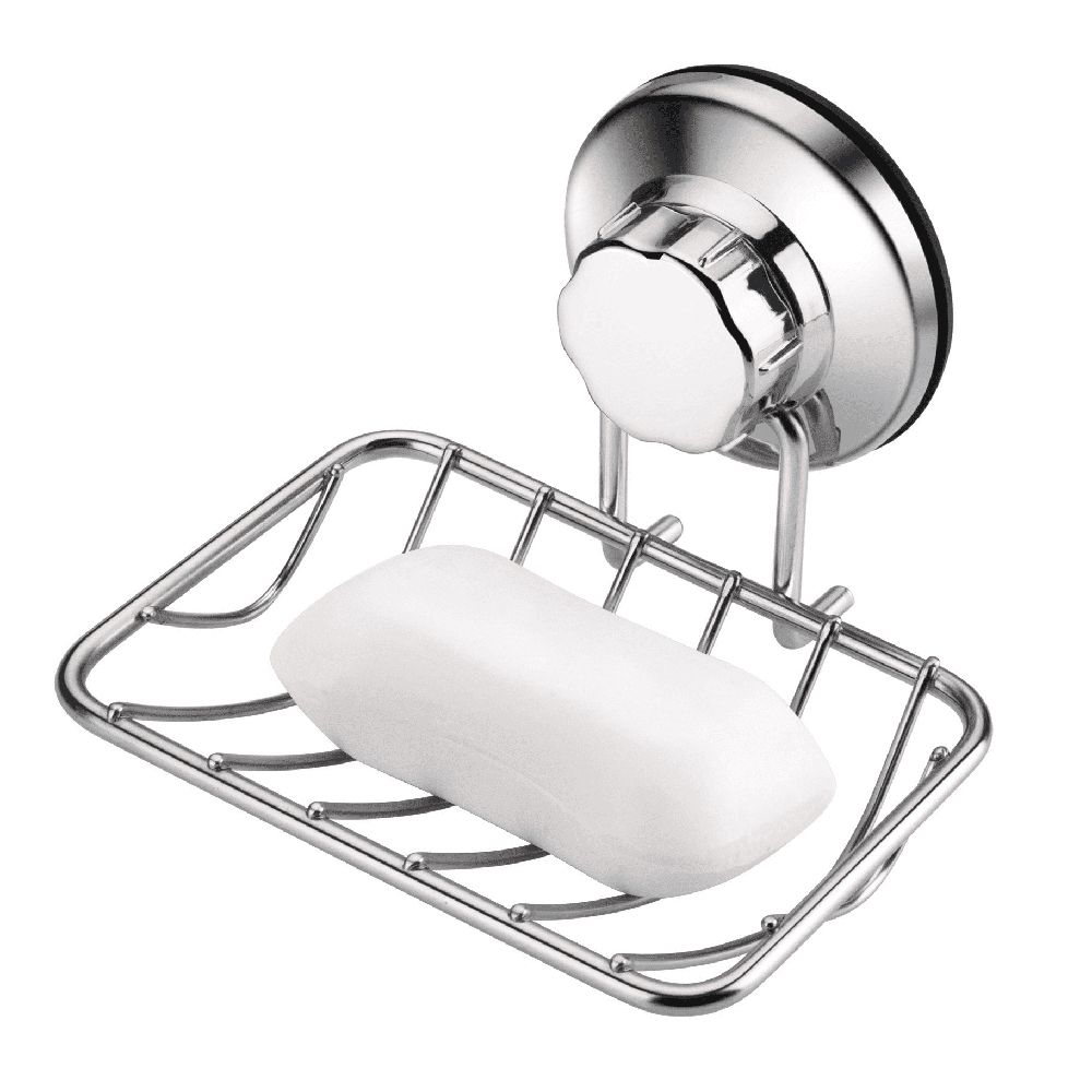 Super Powerful Vacuum Suction Cup Shower Soap Dish - Strong Rustproof Stainless Steel Soap Saver Sponge Holder for Bathroom & Kitchen Sink