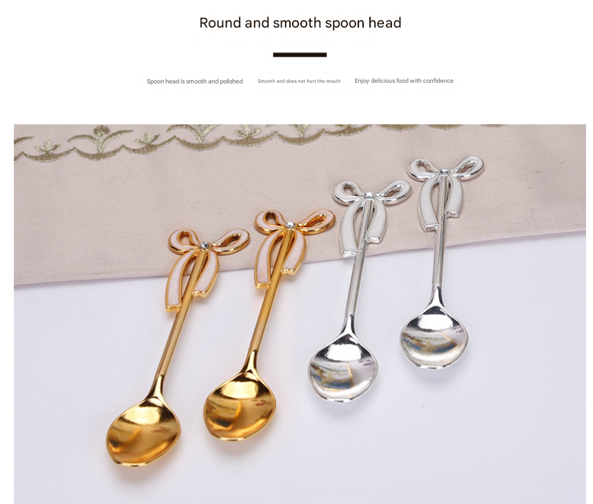 Elegant Swan Base Spoon Holder Set with 6 Coffee/Dessert Spoons(Gold and white spoon) — image 5