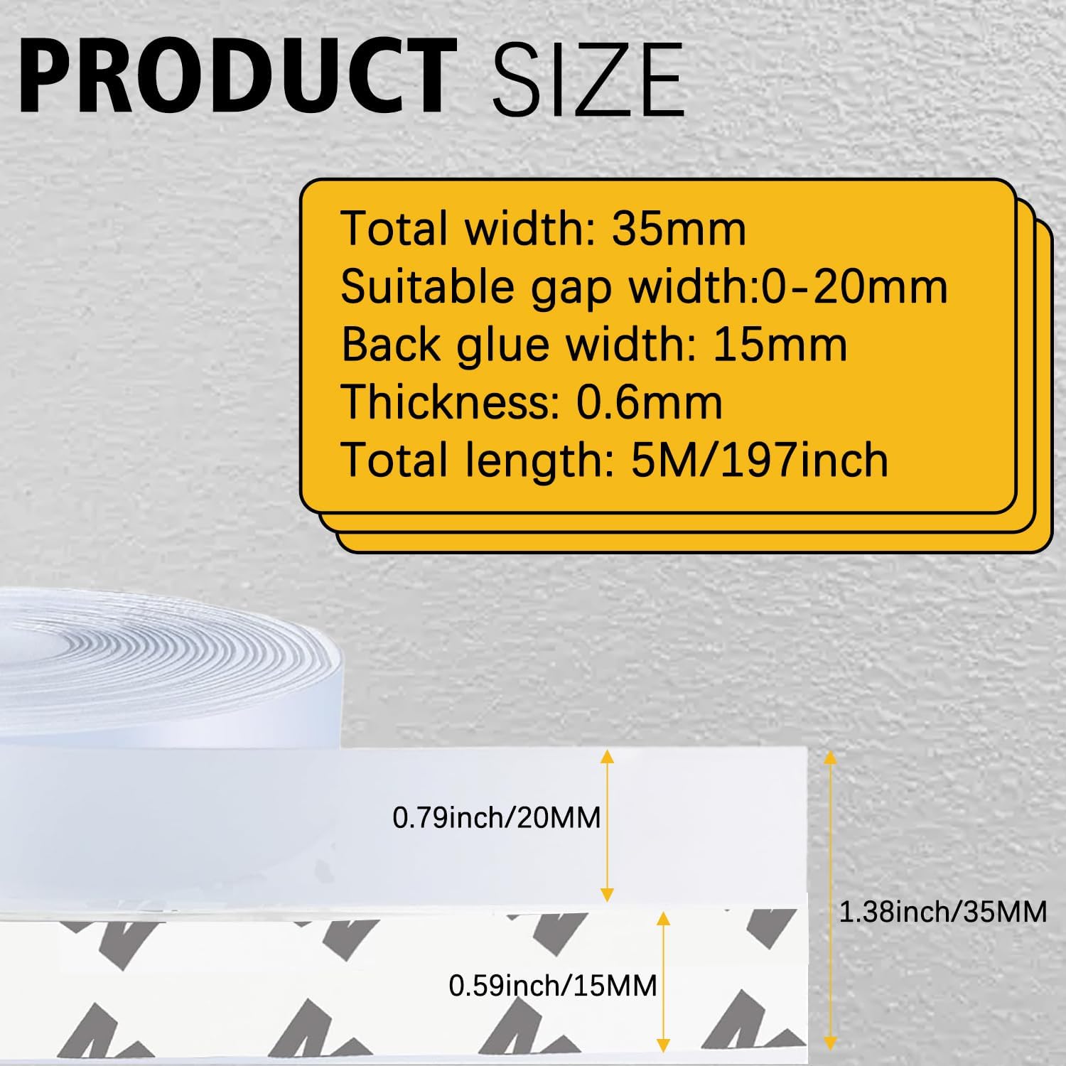 35MM Weather Stripping Door Seal, Silicone Glass Shower Door Seal Strip, Sealing Sticker Sealing Tape for Door Draft Stopper Adhesive for Doors Windows and — image 2