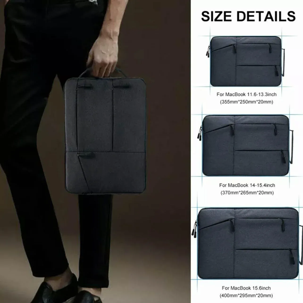 Laptop Sleeve Travel Bag Carry Case For Macbook Air Pro 15.6inch - Dark Grey โ image 5