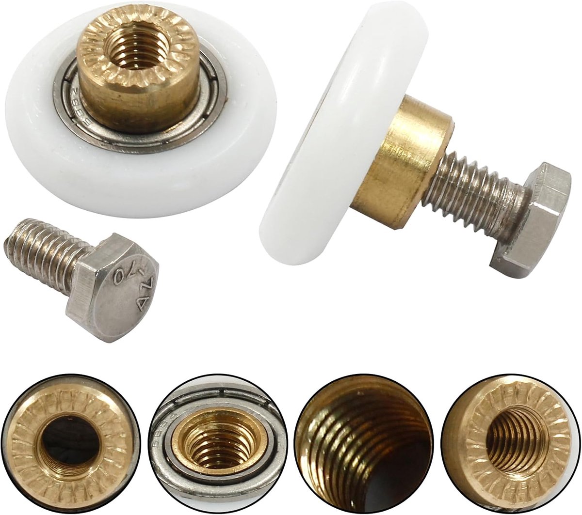 4 pieces - Shower door caster - Shower door wheels - Shower wheels - Sliding door wheels - Shower cabin wheels - diameter 19mm - Replacement parts for bathroom — image 3