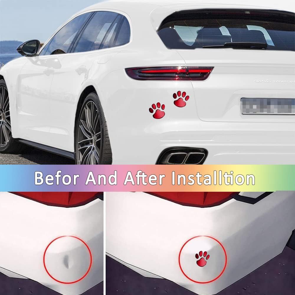 3D Bear Dog Paw Footprint Car Sticker Decal, Auto Car Emblem Decal Decoration, Footprint Styling Stickers Decoration (Red) โ image 2